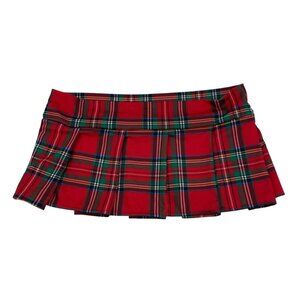 J Valentine M/L Red Plaid school girl uniform micro mini skirt Costume USA
